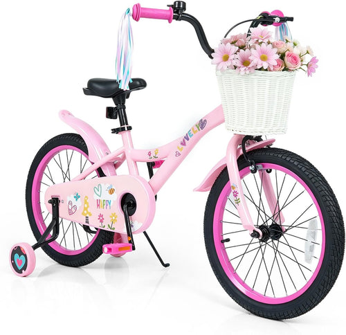 Olakids Kids Bike, 12 14 16 18 Inch Sweet Heart Theme Girls Bicycle with Training Wheels