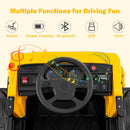 OLAKIDS Ride on Dump Truck, 12V Kids Electric Car Ride on Construction Vehicles with Remote Control, Electric Dump Bed, Shovel, Soft Start, Music, Bluetooth, Ride on Toys for Girls Boys