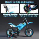 Olakids 12/16 Inch Motorcycle Kids BMX Bike with Light Training Wheels & Suspension