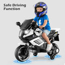 OLAKIDS 6V Kids Motorcycle with Training Wheels, Horn, Music, Headlight for Boys Girls Aged 3+ Years (White)