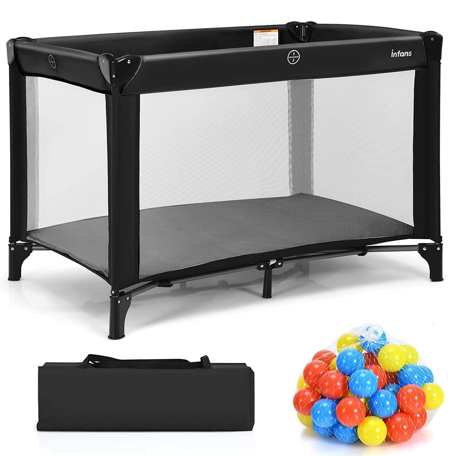 INFANS Pack and Play, Portable Playard, Easy Folding Baby Crib Playpen Activity Center