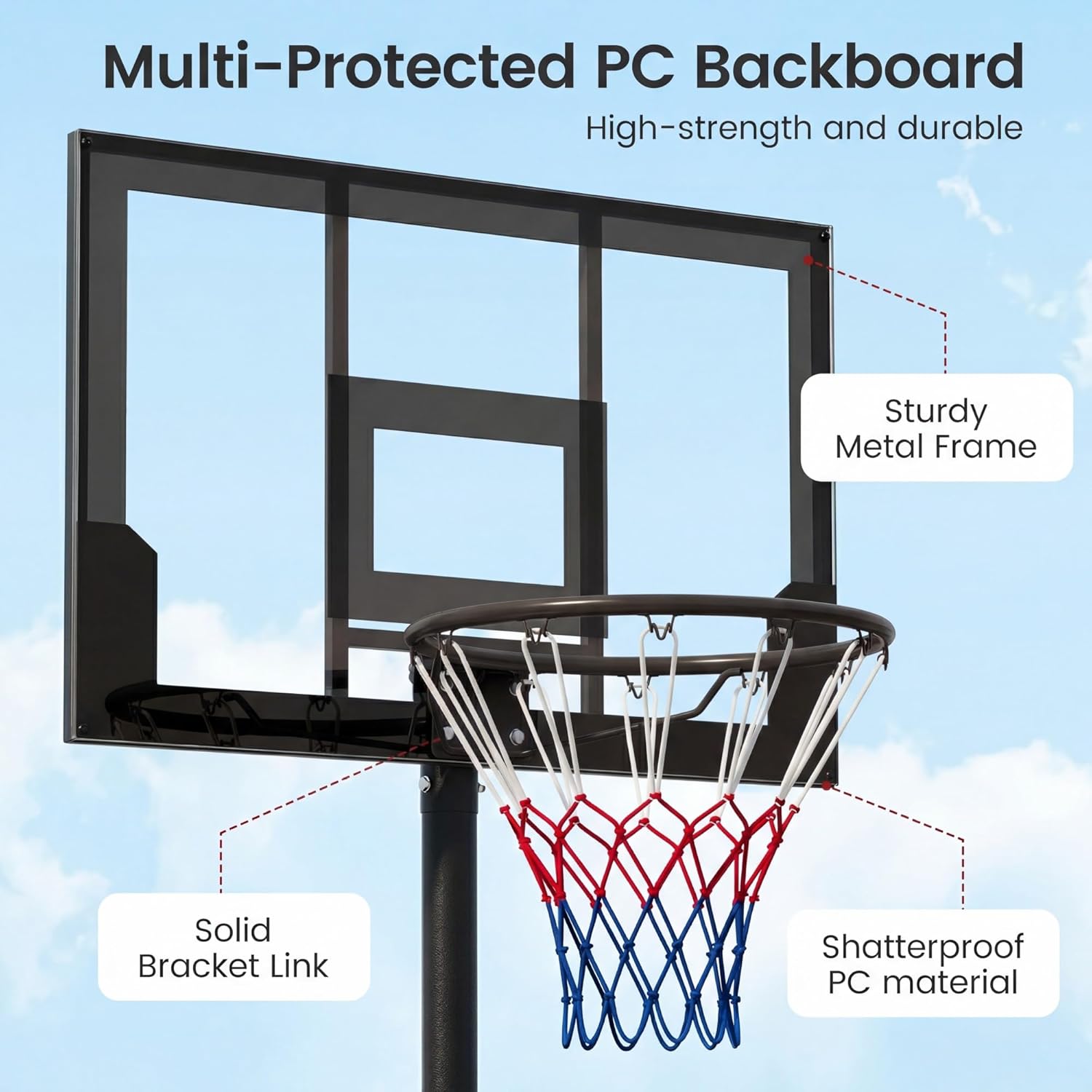 OLAKIDS Basketball Hoop Outdoor, Portable 3.3-7 FT Height Adjustable Goal System