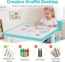 Olakids Kids Table and 2 Chair Set Children Furniture for Arts Crafts Learning Drawing