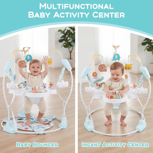 INFANS 3-in-1 Baby Activity Center, Jumper & Bouncer, Music, Lights, 360° Rotating Seat, 3 Adjustable Heights, Learning Toys for 6-12 Months