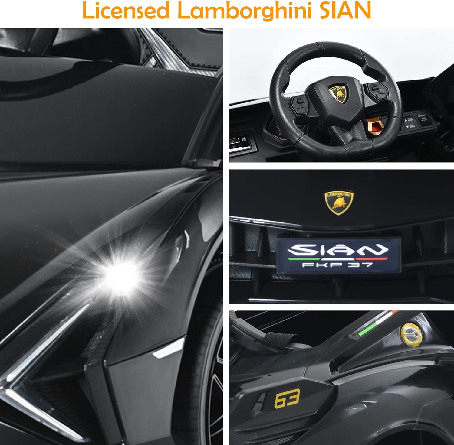 OLAKIDS Licensed Lamborghini SIAN 12V Kids Ride on Car, Toddler Electric Vehicle