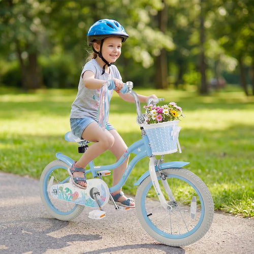 Olakids Kids Bike, 12 14 16 18 20 Inch Mermaid Theme Girls Bicycle with Training Wheels