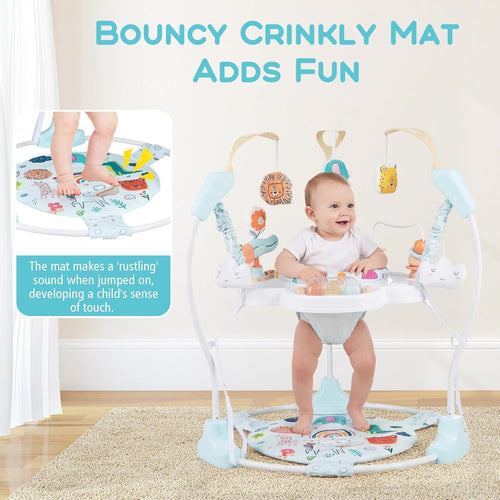 INFANS 3-in-1 Baby Activity Center, Jumper & Bouncer, Music, Lights, 360° Rotating Seat, 3 Adjustable Heights, Learning Toys for 6-12 Months