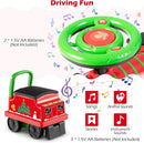 OLAKIDS 6V 2-Seater Ride on Train with Carriage, Storage, Train Whistle, Music, Lights for 18 Months+