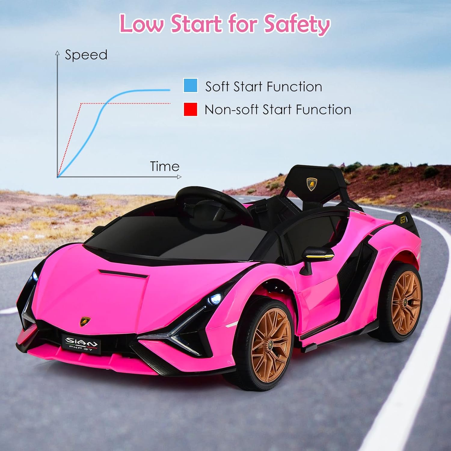 OLAKIDS Licensed Lamborghini SIAN 12V Kids Ride on Car, Toddler Electric Vehicle