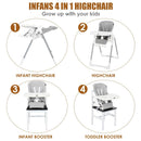 INFANS 4 in 1 High Chair–Booster Seat, Convertible Highchair, Installation-Free,Simple Fold for Baby, Infant& Toddler
