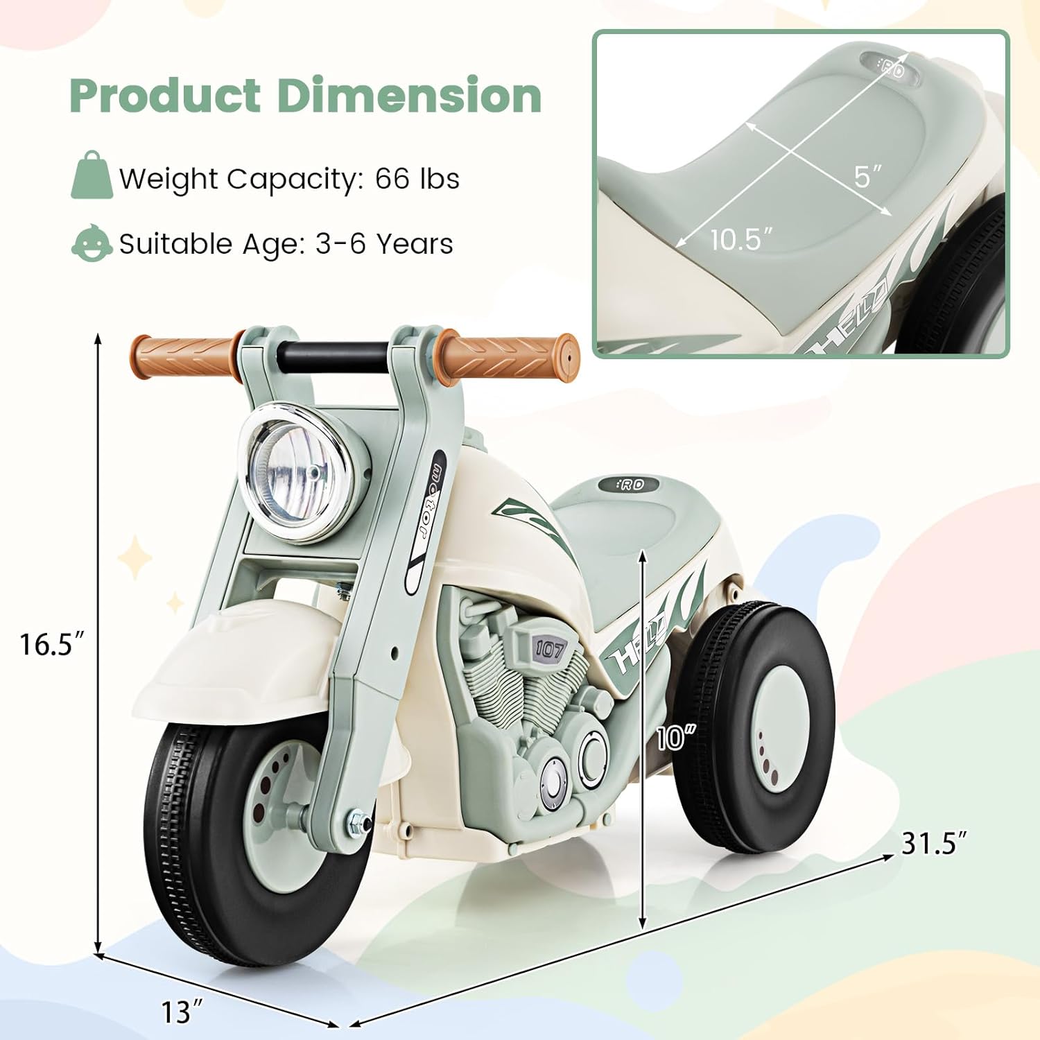 OLAKIDS Ride on Push Car, Foot-to-Floor Sliding Car for Toddlers Kids Motorcycle for Boys Girls Aged 3-5 Years