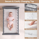 INFANS Wooden Baby Changing Table with 3 Fabric Drawers & Laundry Hamper