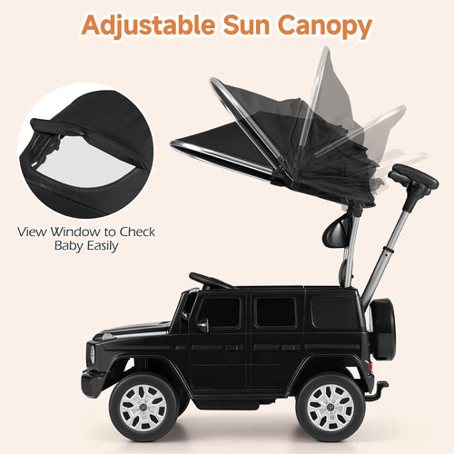OLAKIDS Licensed Push Car for Toddlers, Outdoor Ride on Toy with Parent Control Handle, Adjustable Canopy, Horn, LED Lights for 3+ Years