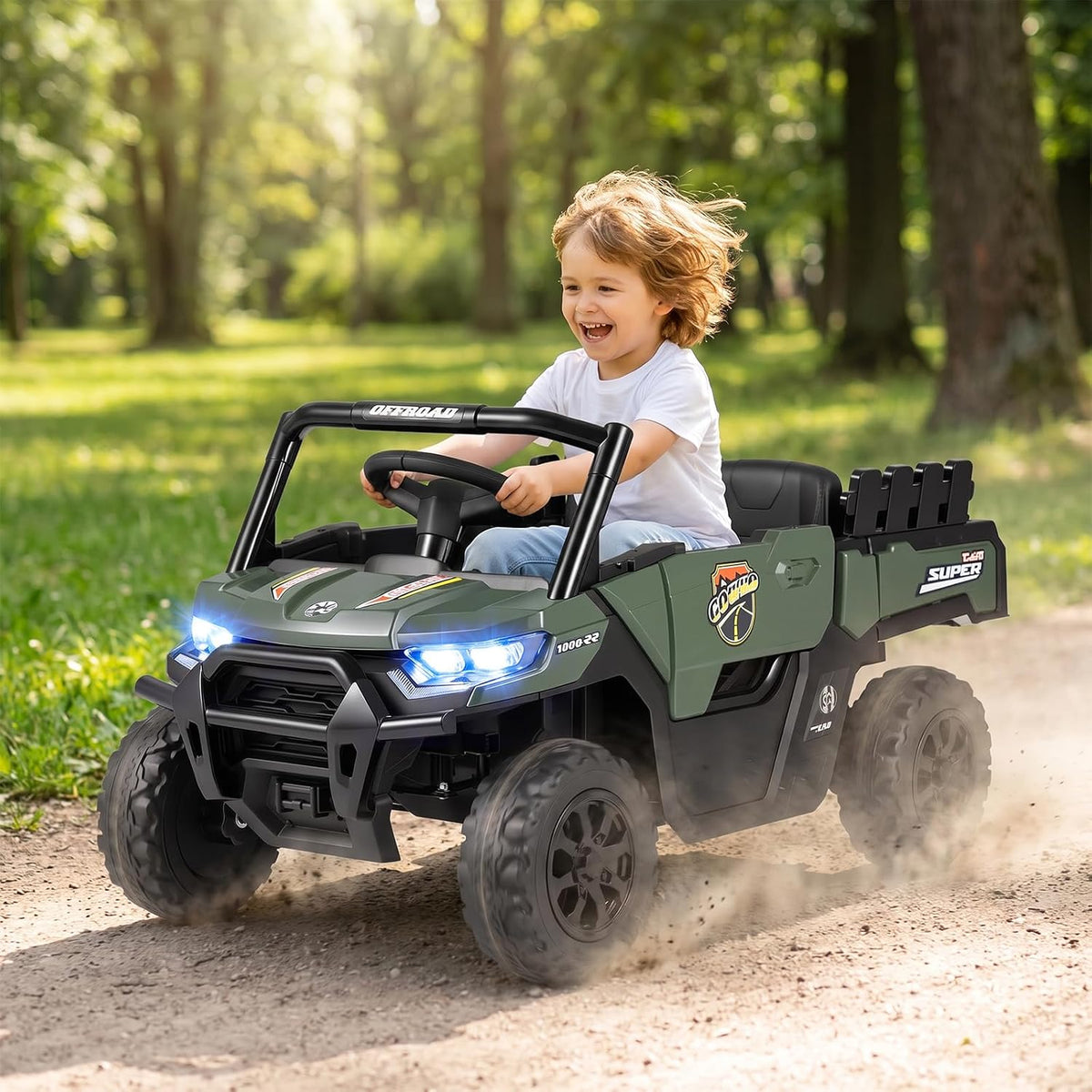 OLAKIDS Ride on Dump Truck, 12V Kids Electric Car with Remote Control  for Toddlers 3+ Years
