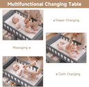 INFANS Wooden Baby Changing Table with 3 Fabric Drawers & Laundry Hamper