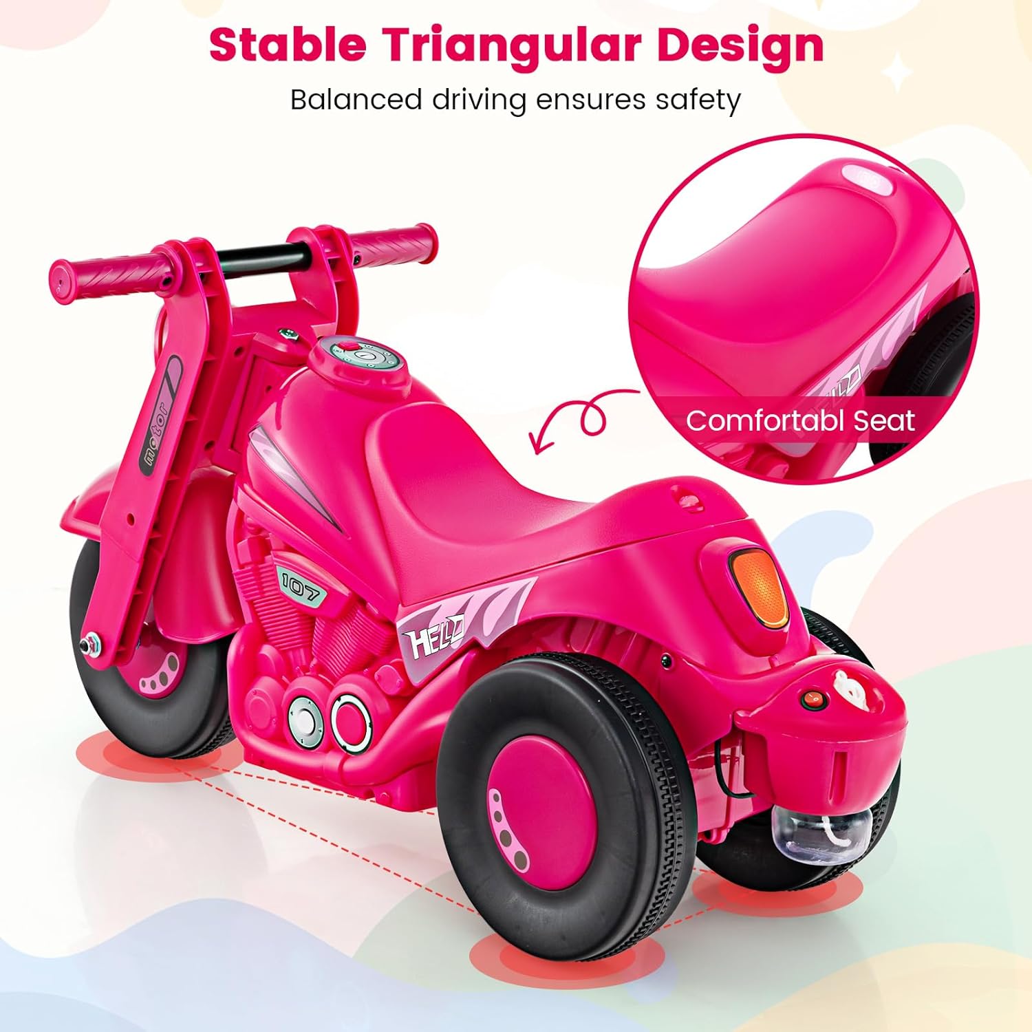 OLAKIDS Ride on Push Car, Foot-to-Floor Sliding Car for Toddlers Kids Motorcycle for Boys Girls Aged 3-5 Years