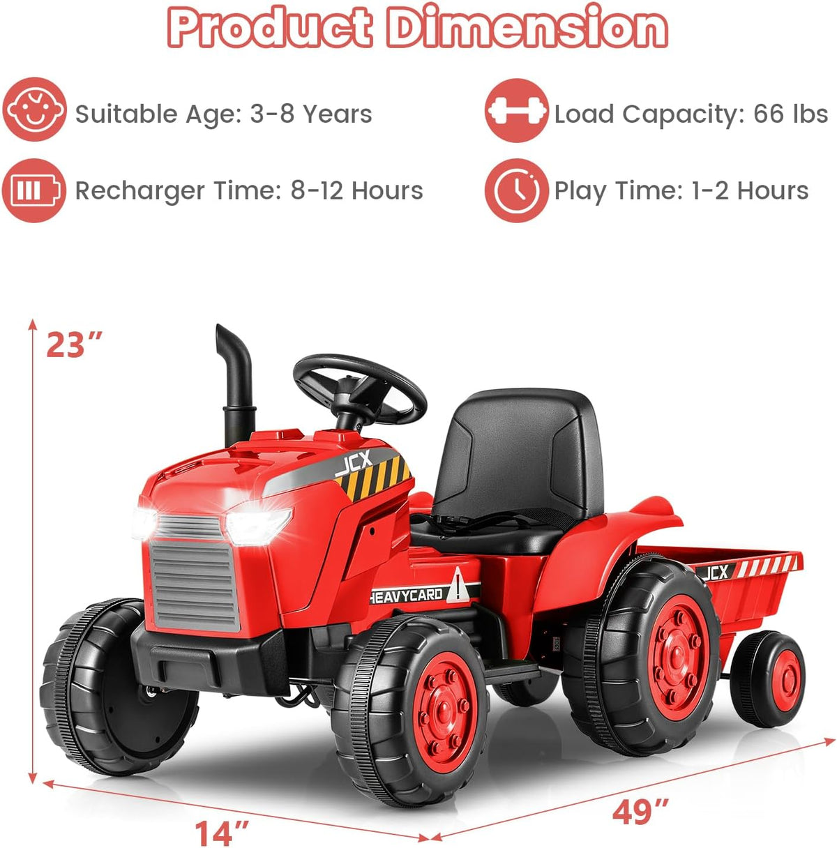 OLAKIDS 12V Kids Ride on Tractor, Battery Powered Motorized Electric Car for Boys Girls