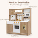 OLAKIDS Wooden Toy Kitchen Set with Lights Sounds Ice Machine Coffee Maker 12Pcs Accessories for Kids Ages 3+