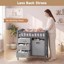 INFANS Wooden Baby Changing Table with 3 Fabric Drawers & Laundry Hamper