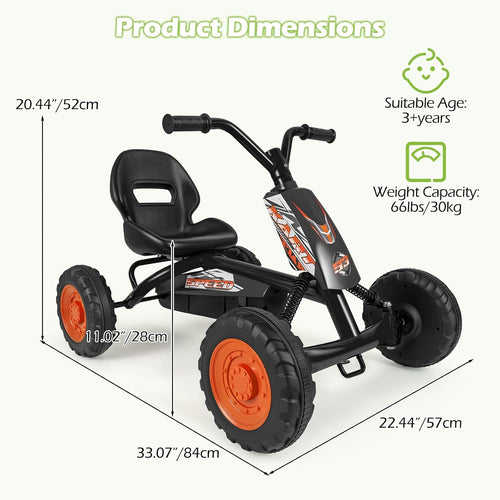 OLAKIDS Go Kart Outdoor 4 Wheel Ride On Pedal Car for Boys & Girls