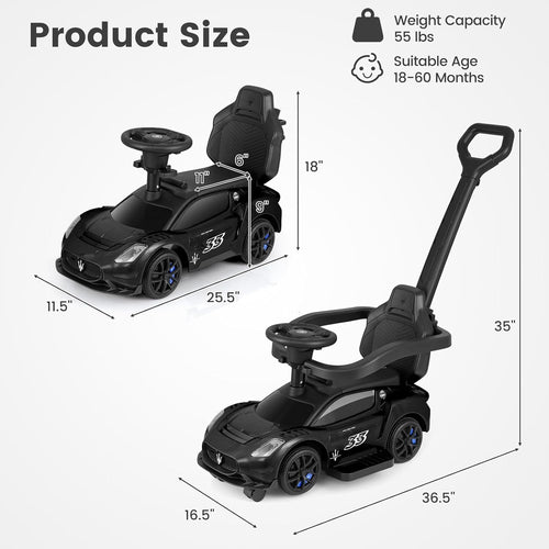 OLAKIDS Push Car for Toddlers, Licensed Maserati 3 in 1 Baby Ride on Sliding with Parent Control Handle