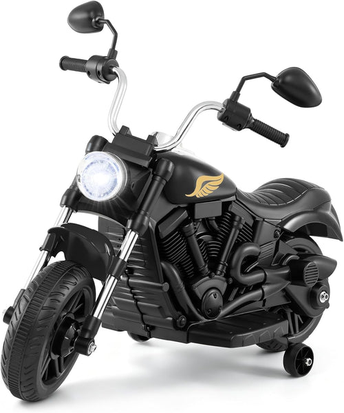 OLAKIDS 6V Kids Motorcycle, Electric Toddler Bike with Training Wheels Indoor Outdoor Ride on Toy