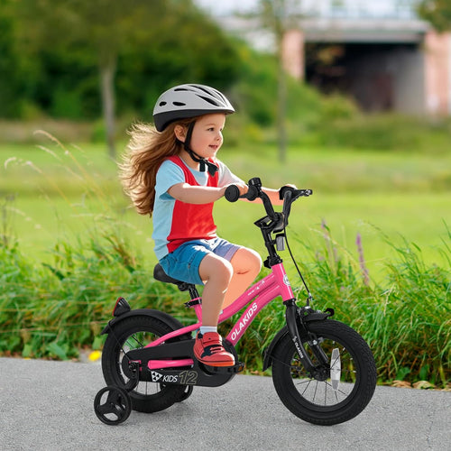 Olakids Kids Bike 12-18 Inch with Training Wheels, Dual Brakes, Adjustable Seat & Handlebar for Boys Girls