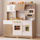 OLAKIDS Wooden Toy Kitchen Set with Lights Sounds Ice Machine Coffee Maker 12Pcs Accessories for Kids Ages 3+