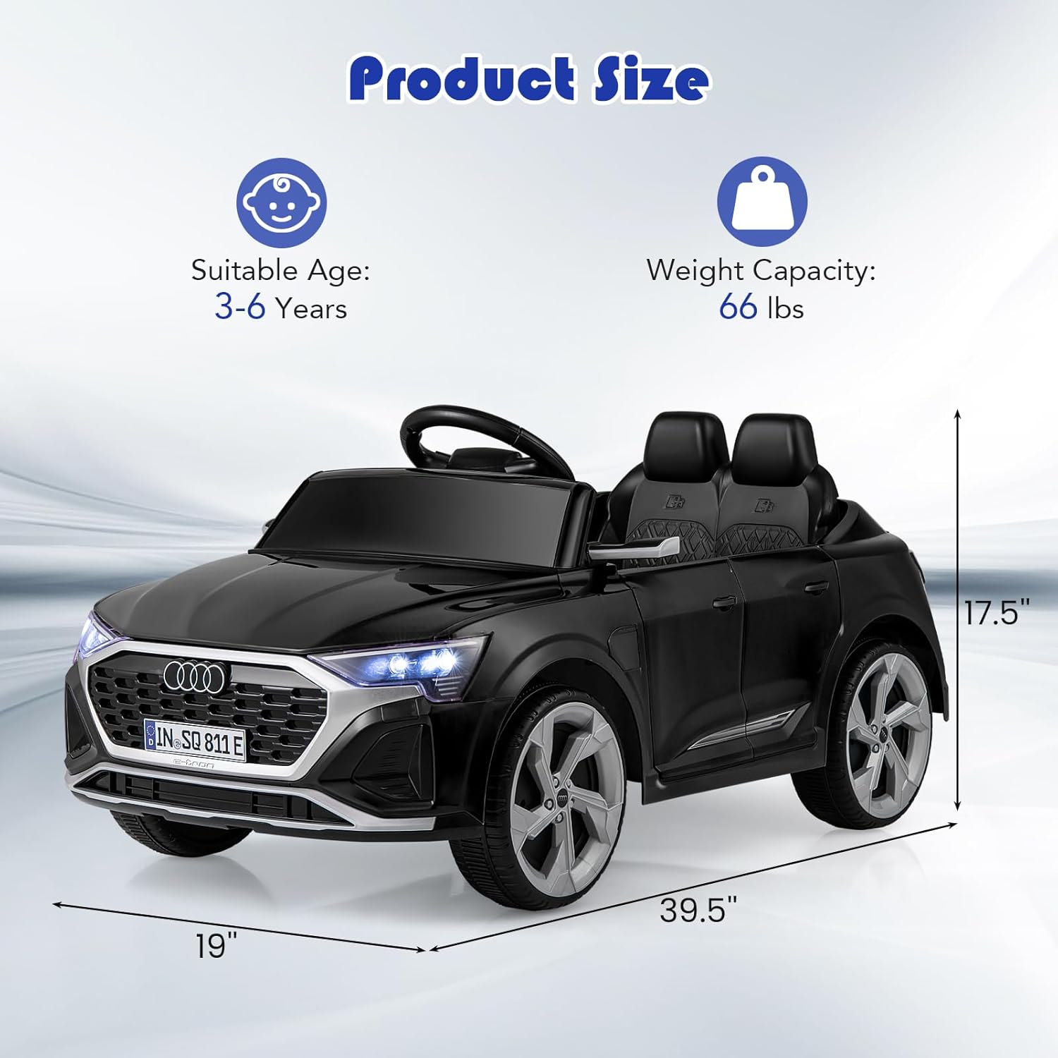 Licensed Audi SQ8 Ride on Car by OLAKIDS, 12V Kids Electric Vehicle with Remote Control, Toddlers Battery Powered Toy with 3 Speeds, Wheels Suspension, Music