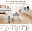 Olakids Kids Table and 4 Chairs Set, Height Adjustable Children Activity Desk for Learning Dining Arts Crafts