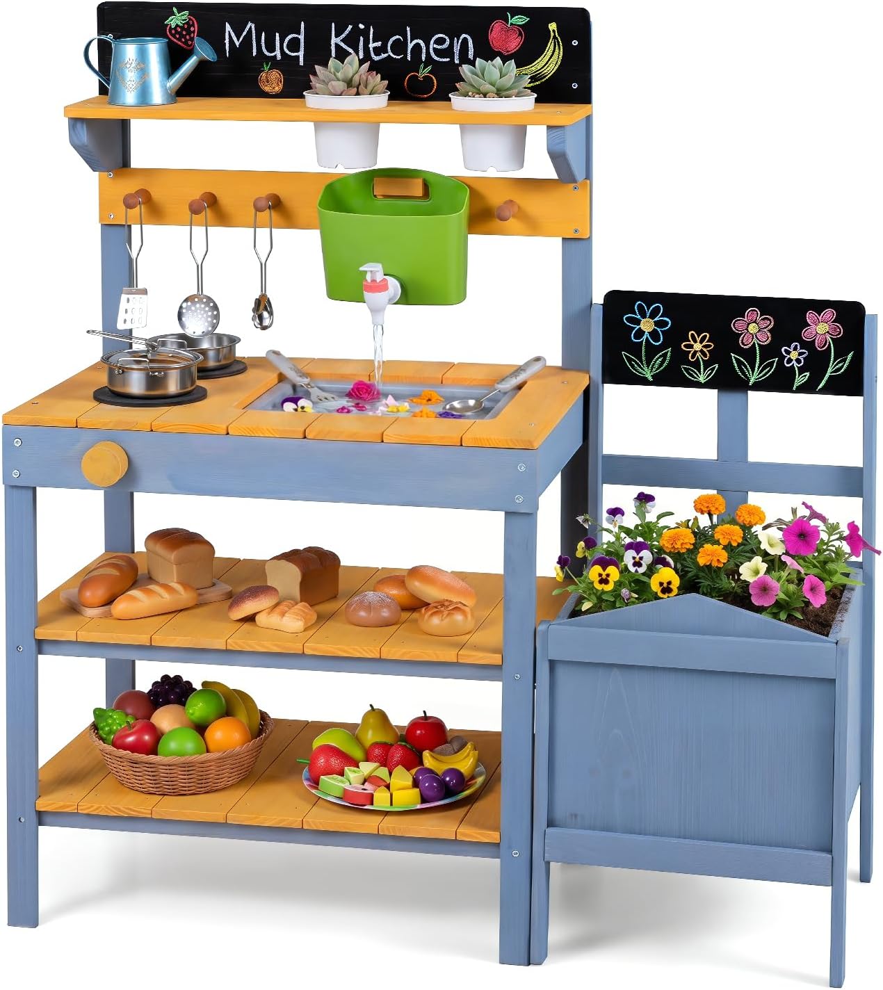 OLAKIDS Mud Kitchen for Kids Outdoor Play Sensory Toys for Toddlers Ages 3+