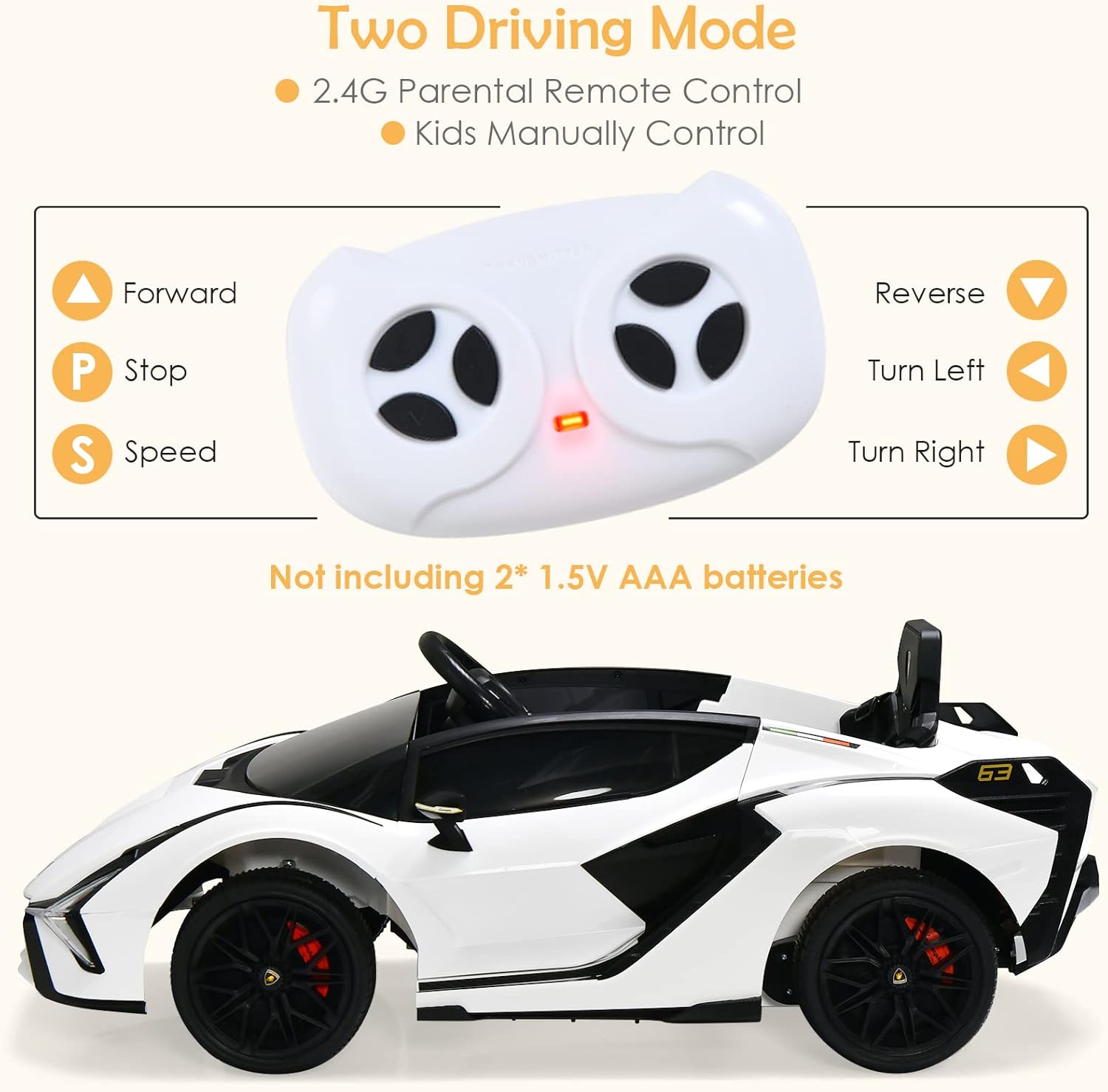 OLAKIDS Licensed Lamborghini SIAN 12V Kids Ride on Car, Toddler Electric Vehicle