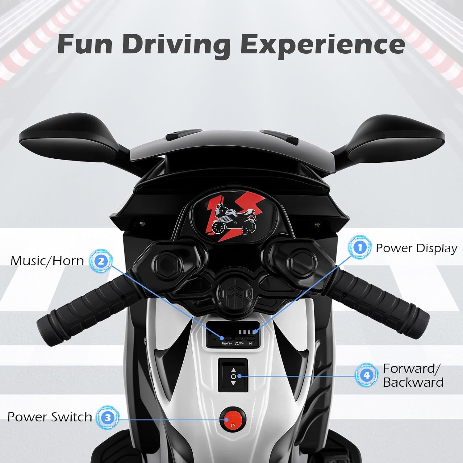 OLAKIDS 6V Kids Motorcycle with Training Wheels,for Boys Girls Aged 3+ Years