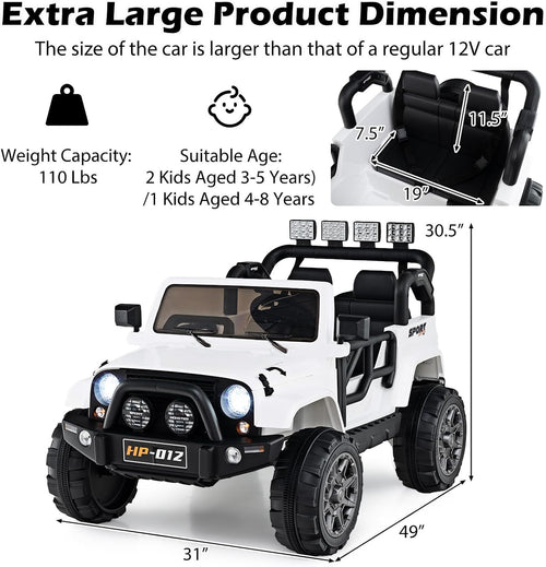 OLAKIDS 2 Seater Ride on Truck, 12V Battery Powered Electric Vehicle for Kids with Remote Control