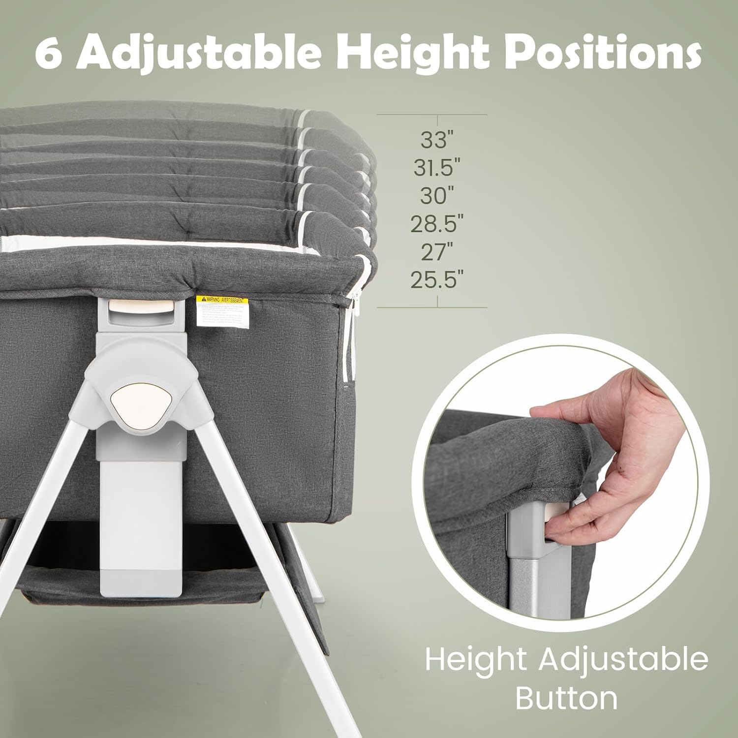 INFANS Baby Bassinet Bedside Crib, Newborn Sleeping /Large Storage Basket, Adjustable Heights & Angle, Easy Moving Bed Side