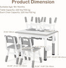 Olakids Kids Table and 4 Chairs Set, Height Adjustable Children Activity Desk for Learning Dining Arts Crafts