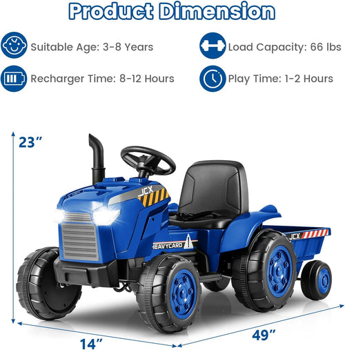 OLAKIDS 12V Kids Ride on Tractor, Battery Powered Motorized Electric Car for Boys Girls