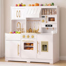 OLAKIDS Wooden Toy Kitchen Set with Lights Sounds Ice Machine Coffee Maker 12Pcs Accessories for Kids Ages 3+