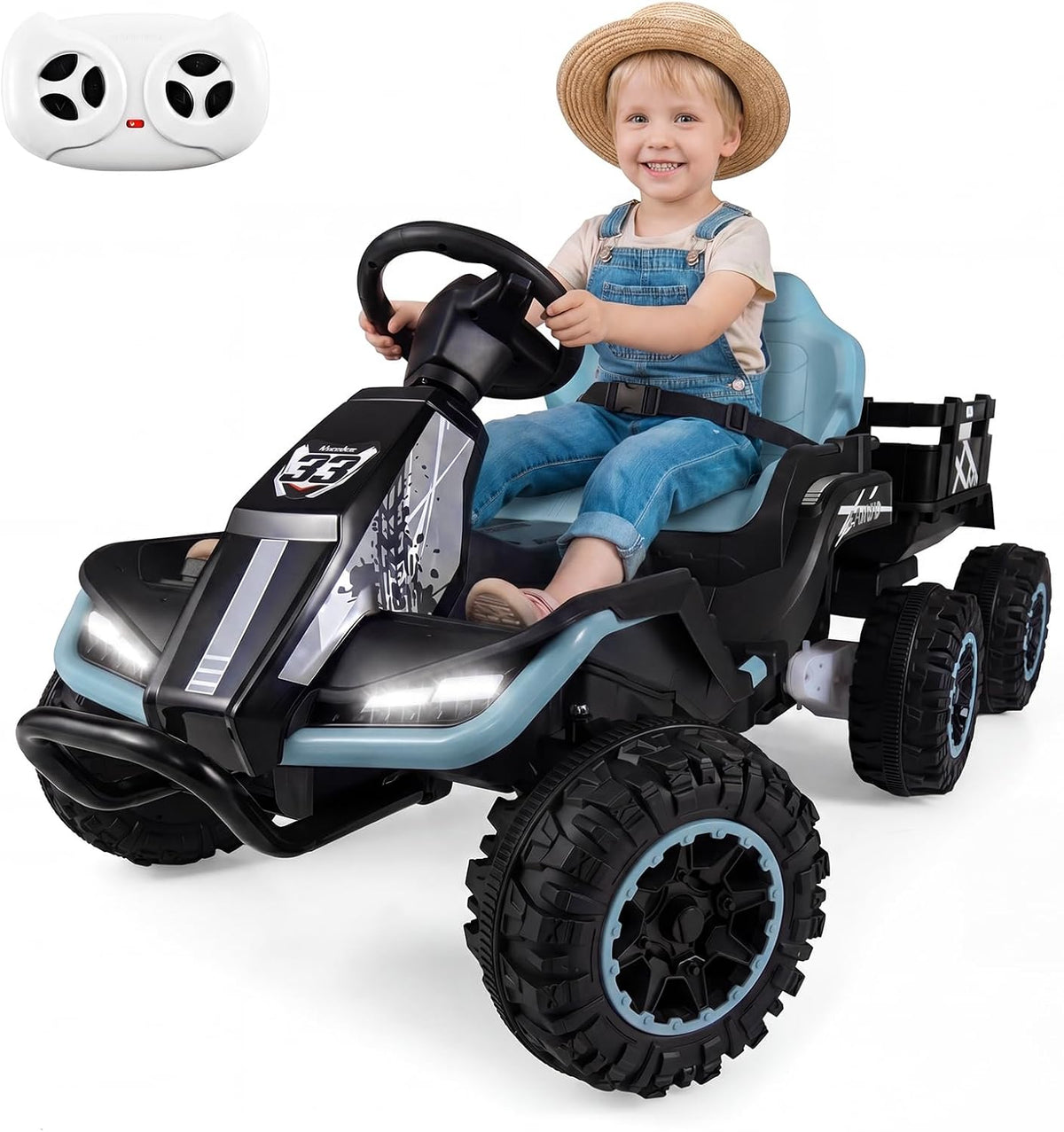 OLAKIDS 24V Ride On Toys for Big Kids with Detachable Trailer