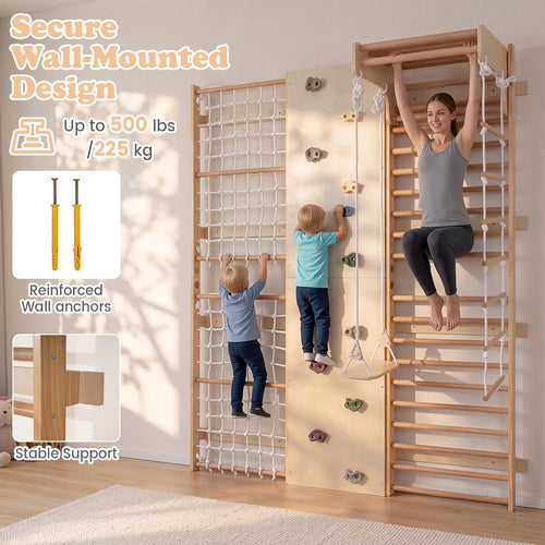 OLAKIDS Toddler Climbing Toys Indoor, 6 in 1 Swedish Ladder Wall Gym Kids