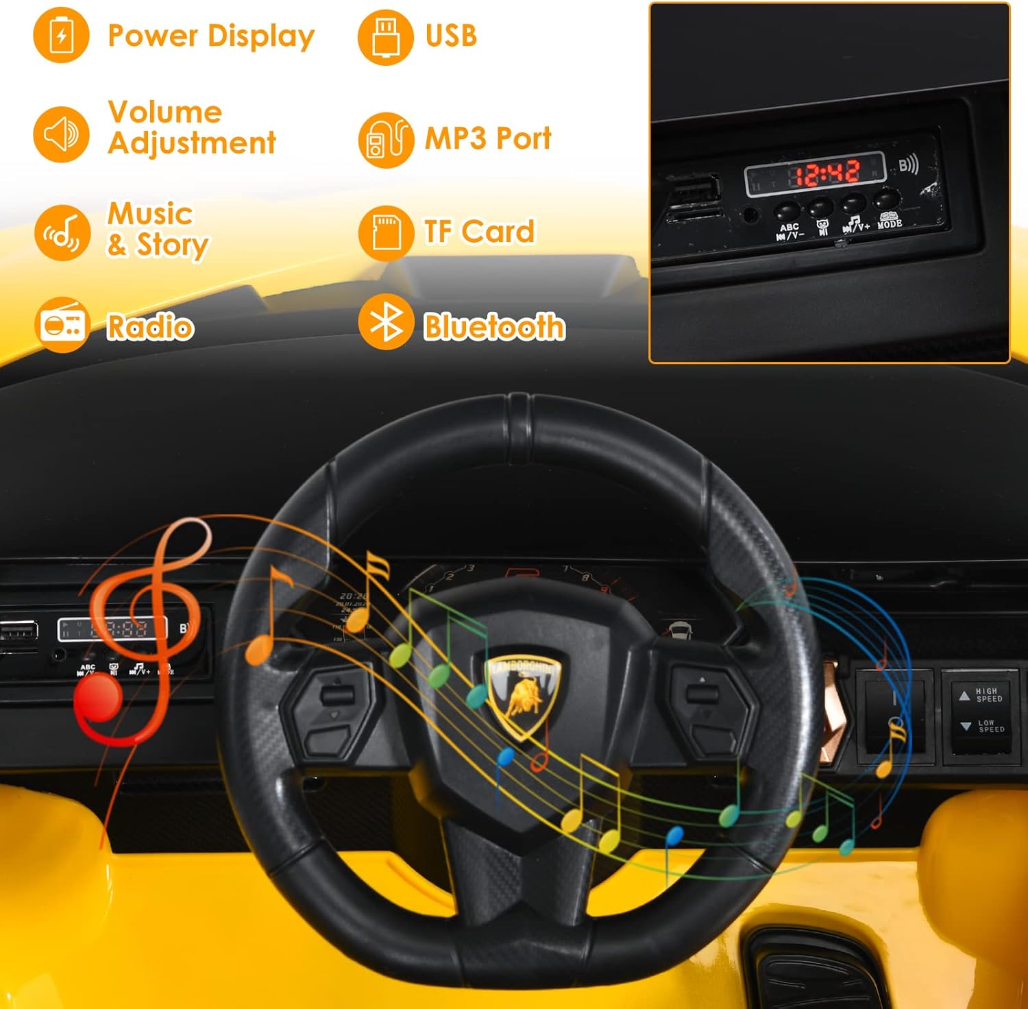 OLAKIDS Licensed Lamborghini SIAN 12V Kids Ride on Car, Toddler Electric Vehicle
