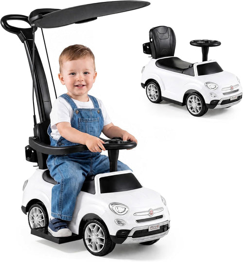 OLAKIDS Licensed Fiat 500X Push Car for Toddlers 4 in 1 Kids Ride on Toys