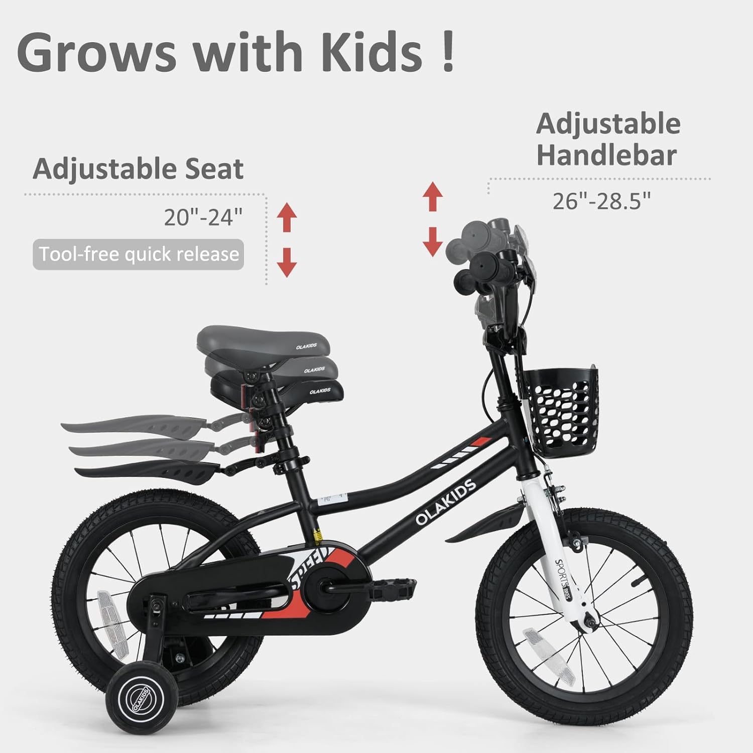 Olakids Kids Bike, 12 14 16 18 Inch Toddlers Bike for Boys Girls 3-8 Years Old