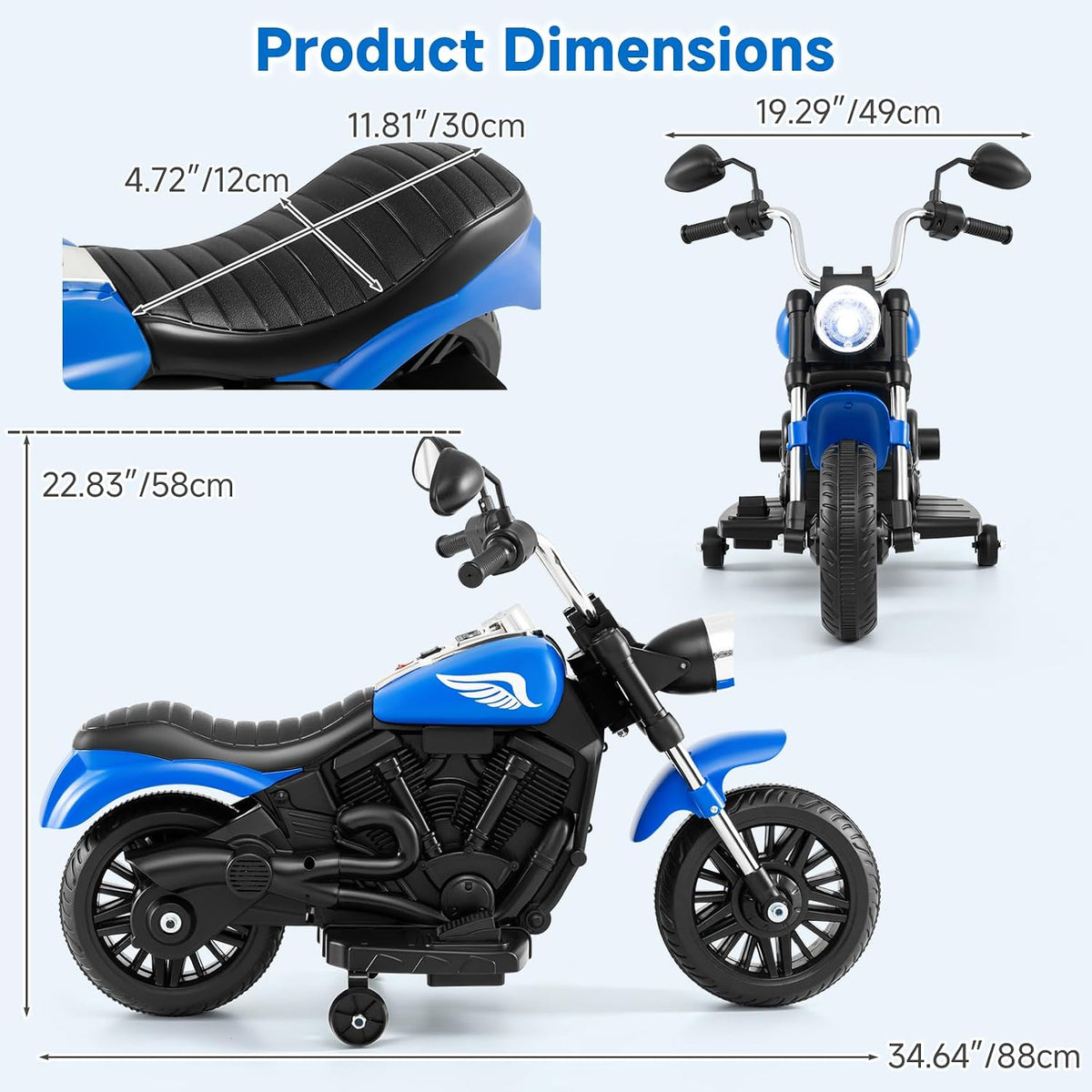 OLAKIDS 6V Kids Motorcycle, Electric Toddler Bike with Training Wheels Indoor Outdoor Ride on Toy