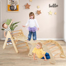 Olakids Pikler Triangle Set 7 in 1 Climbing Toys for 1-3 Inside Foldable Wood Montessori Jungle Gym