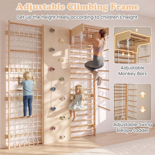 OLAKIDS Toddler Climbing Toys Indoor, 6 in 1 Swedish Ladder Wall Gym Kids