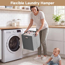 INFANS Wooden Baby Changing Table with 3 Fabric Drawers & Laundry Hamper