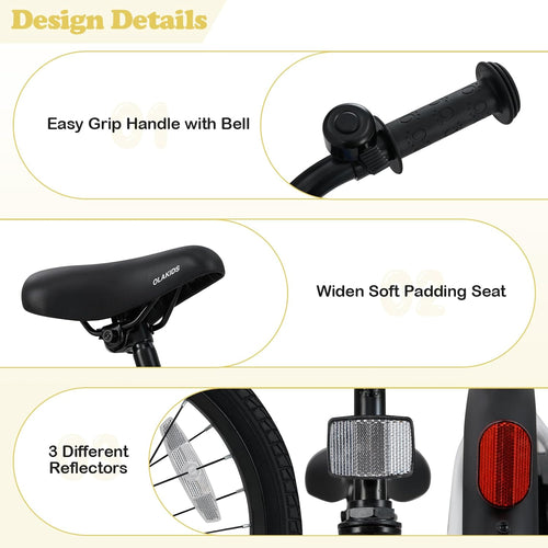 Olakids Kids Bike 12-18 Inch with Training Wheels, Dual Brakes, Adjustable Seat & Handlebar for Boys Girls