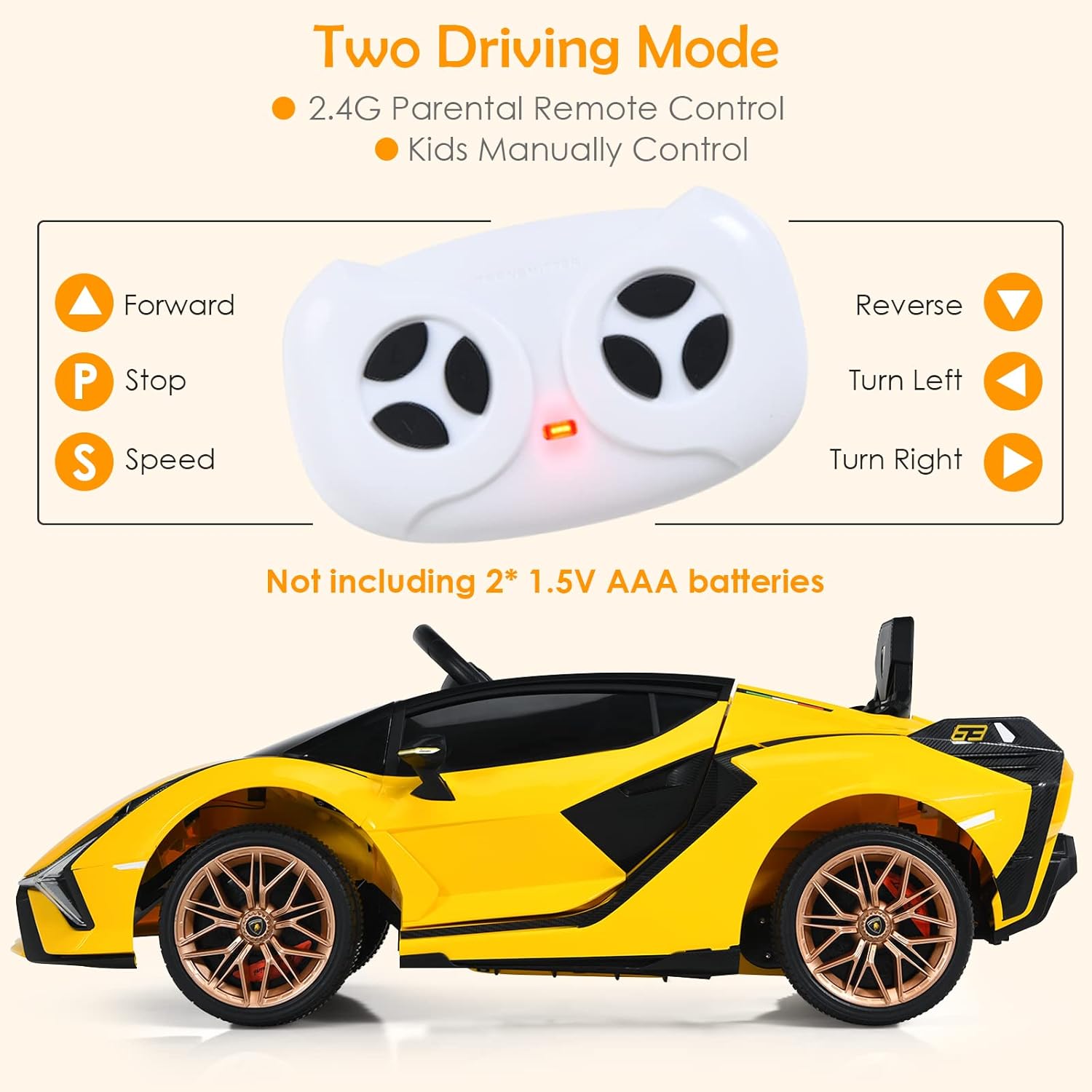 OLAKIDS Licensed Lamborghini SIAN 12V Kids Ride on Car, Toddler Electric Vehicle