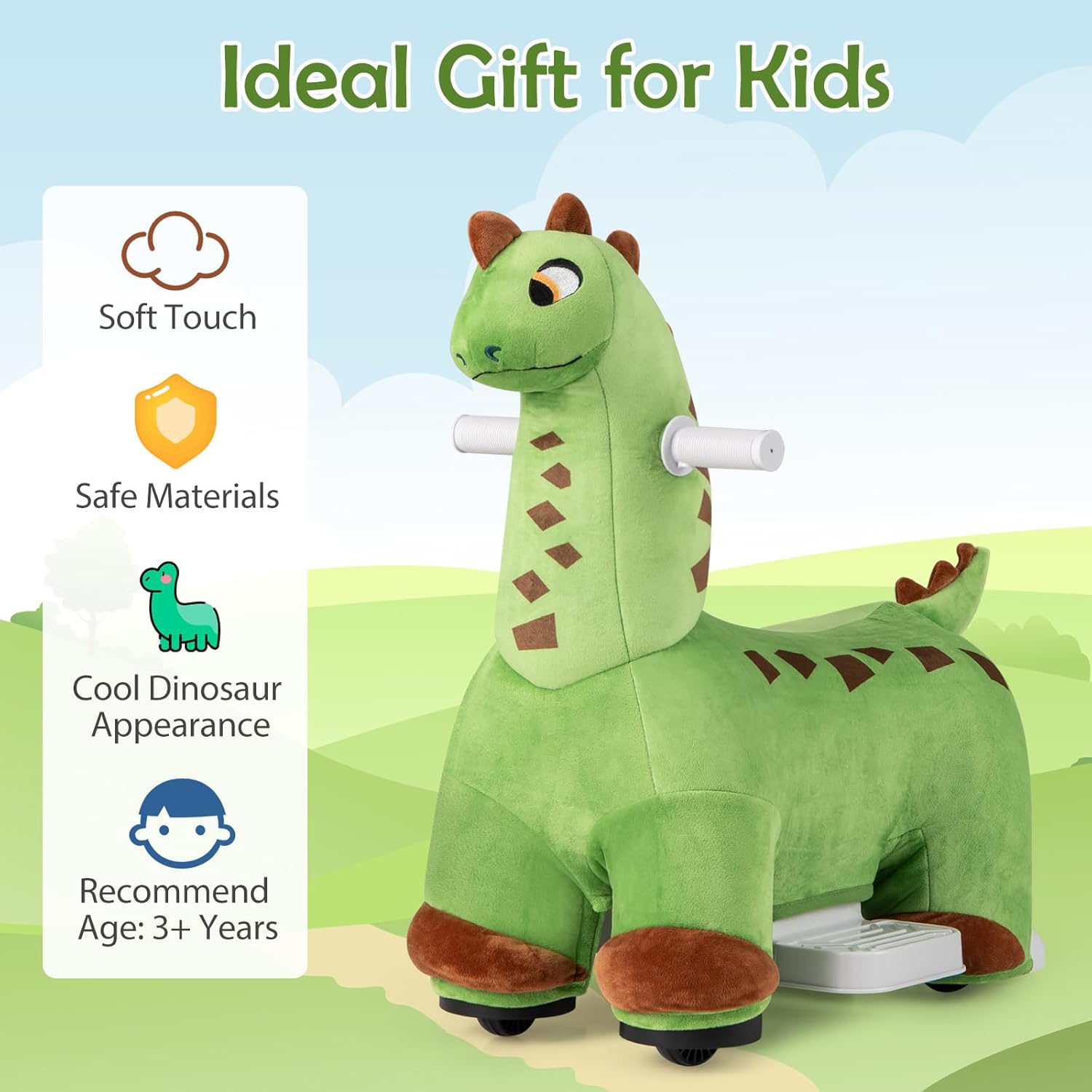 OLAKIDS Ride on Toys, 6V Electric Battery Powered Electric Ride on Dinosaur with Music for Boys Girl Aged 3+